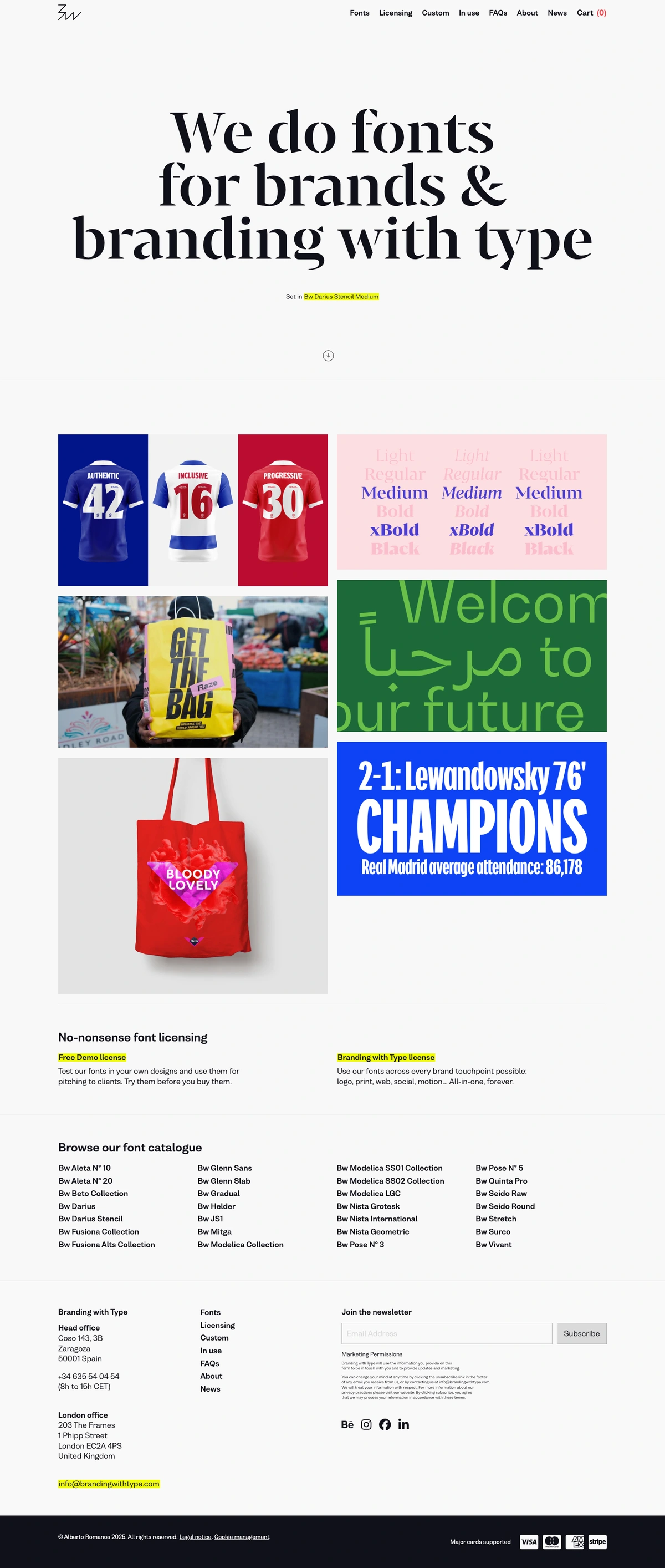 BrandingWithType - Website a medida para la gestión y venta de tipografías.