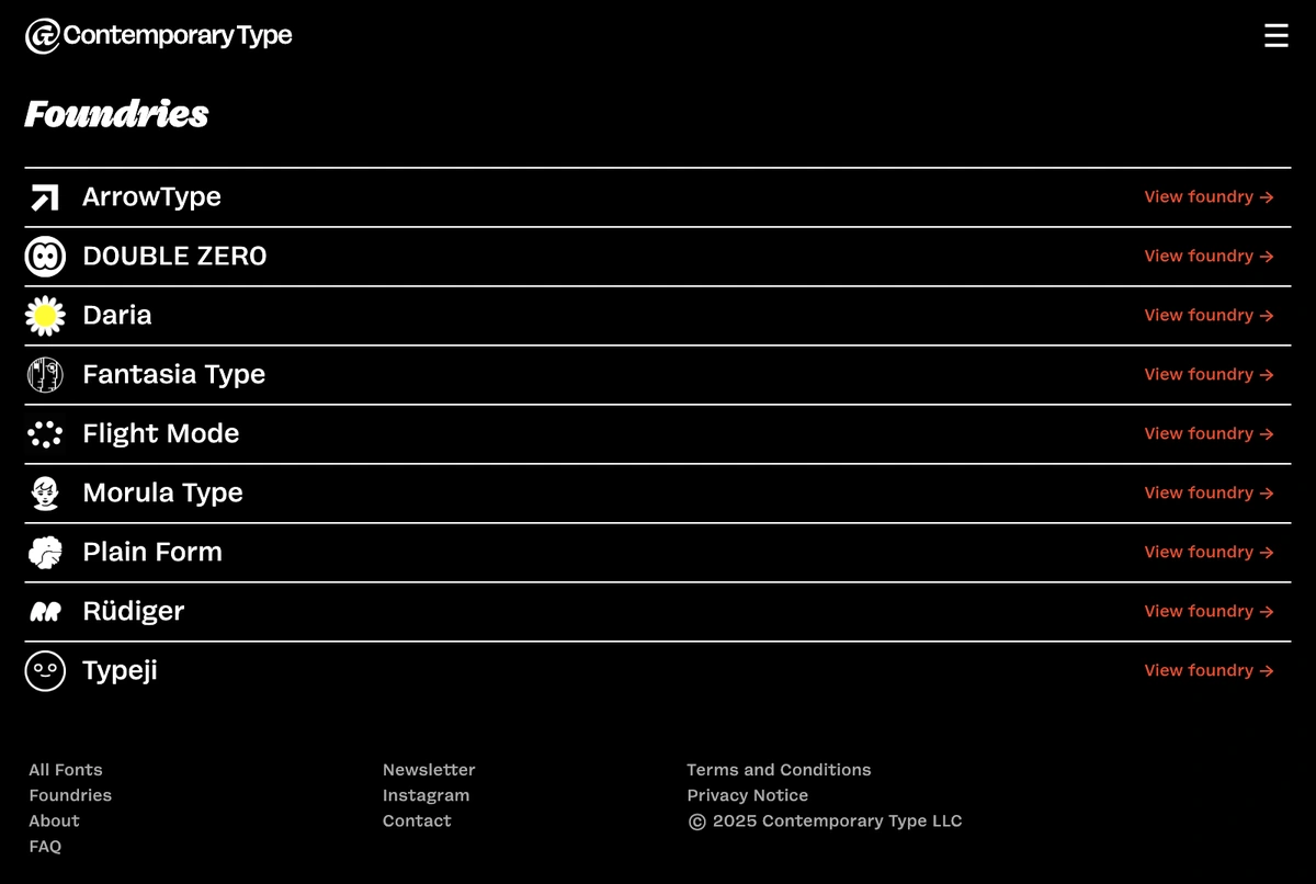 ContemporaryType - Website a medida para la gestión y venta de tipografías.