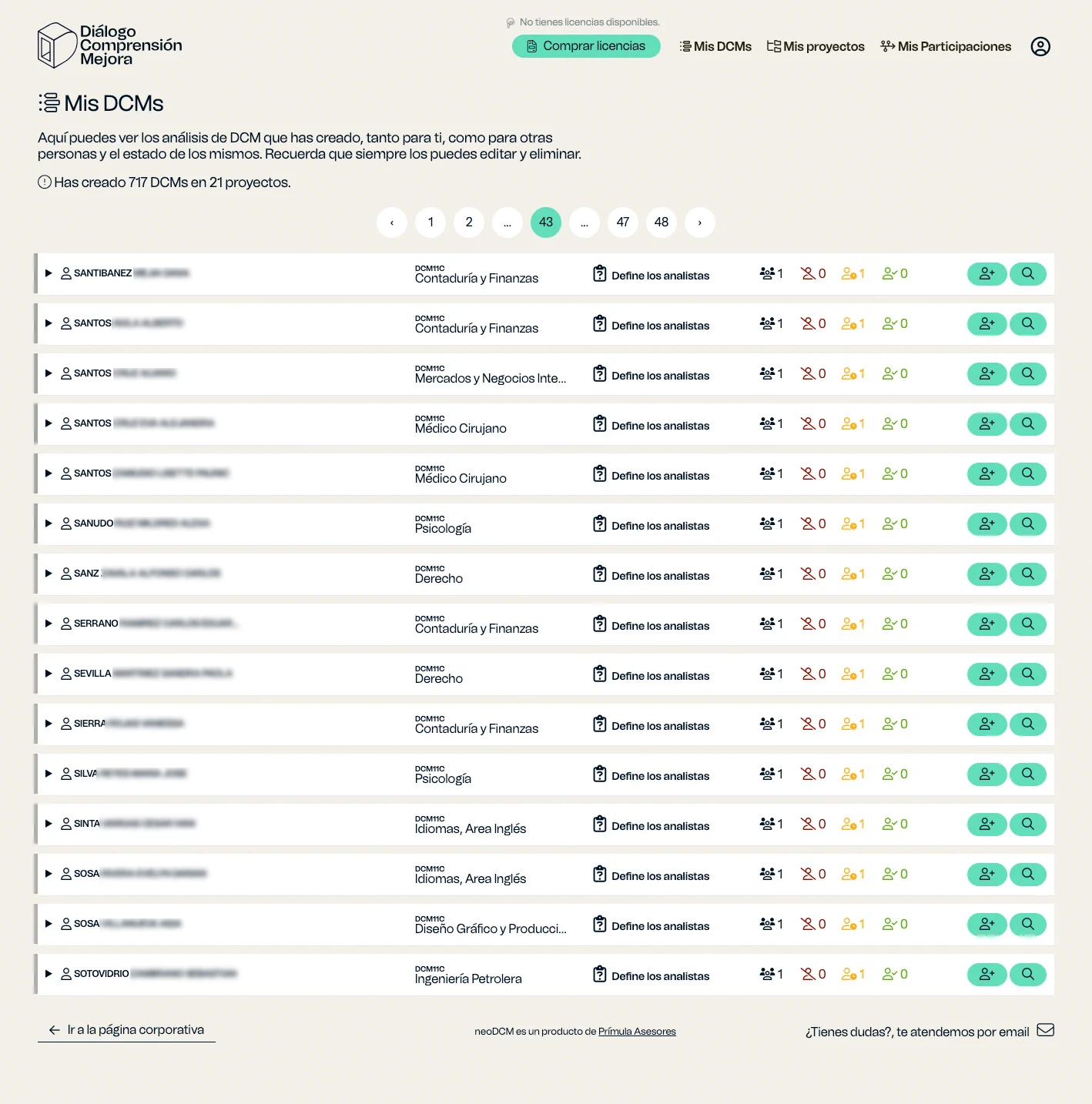 DCM - Software online de analisis de competencias universitarias