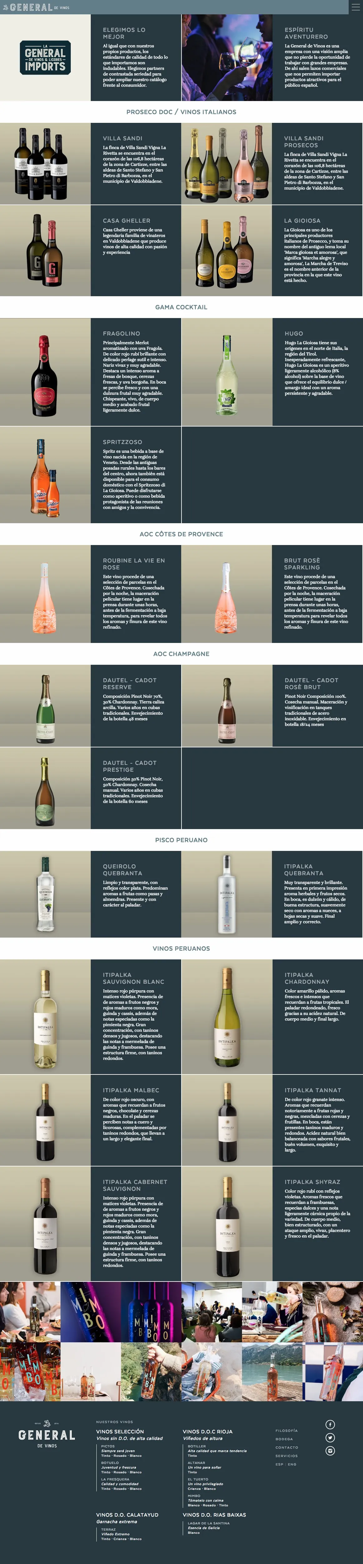 Diseño website y frontend para proyecto online de vinos en Zaragoza y Barcelona