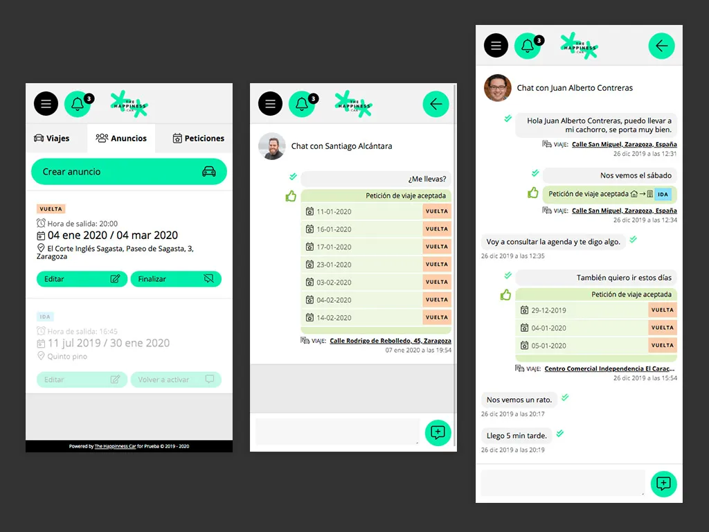 The Happiness Car - Aplicación multiplataforma para compartir coche en grandes centros de trabajo